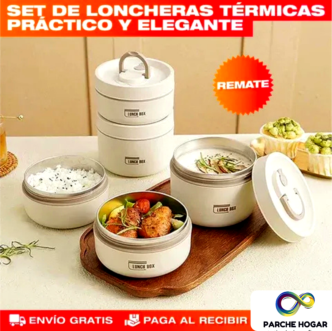 SET X4 PORTACOMIDAS Y LONCHERA TERMICA