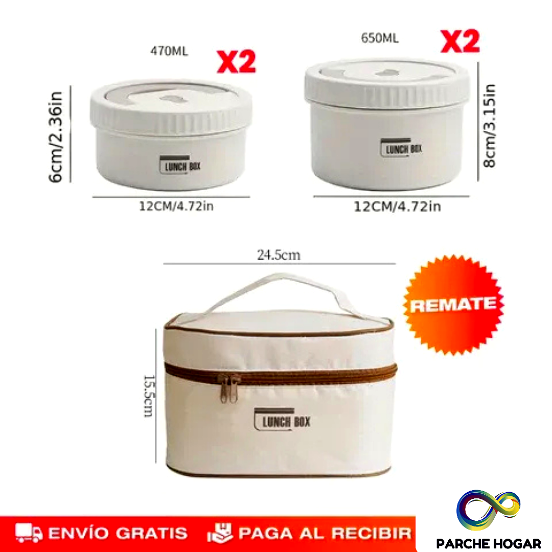 SET X4 PORTACOMIDAS Y LONCHERA TERMICA
