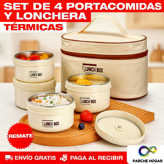 SET X4 PORTACOMIDAS Y LONCHERA TERMICA