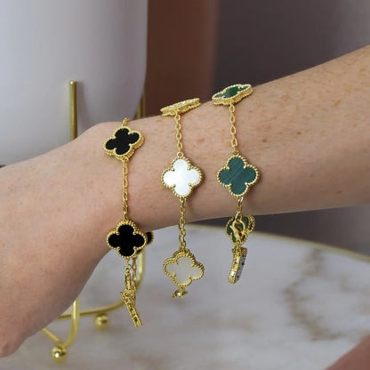 Pulsera Trébol Van Cleef Bañada en Oro – Caja de Regalo Gratis